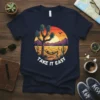 Take It Easy desert landscape t-shirt design with a hammock under a Joshua tree at sunset
