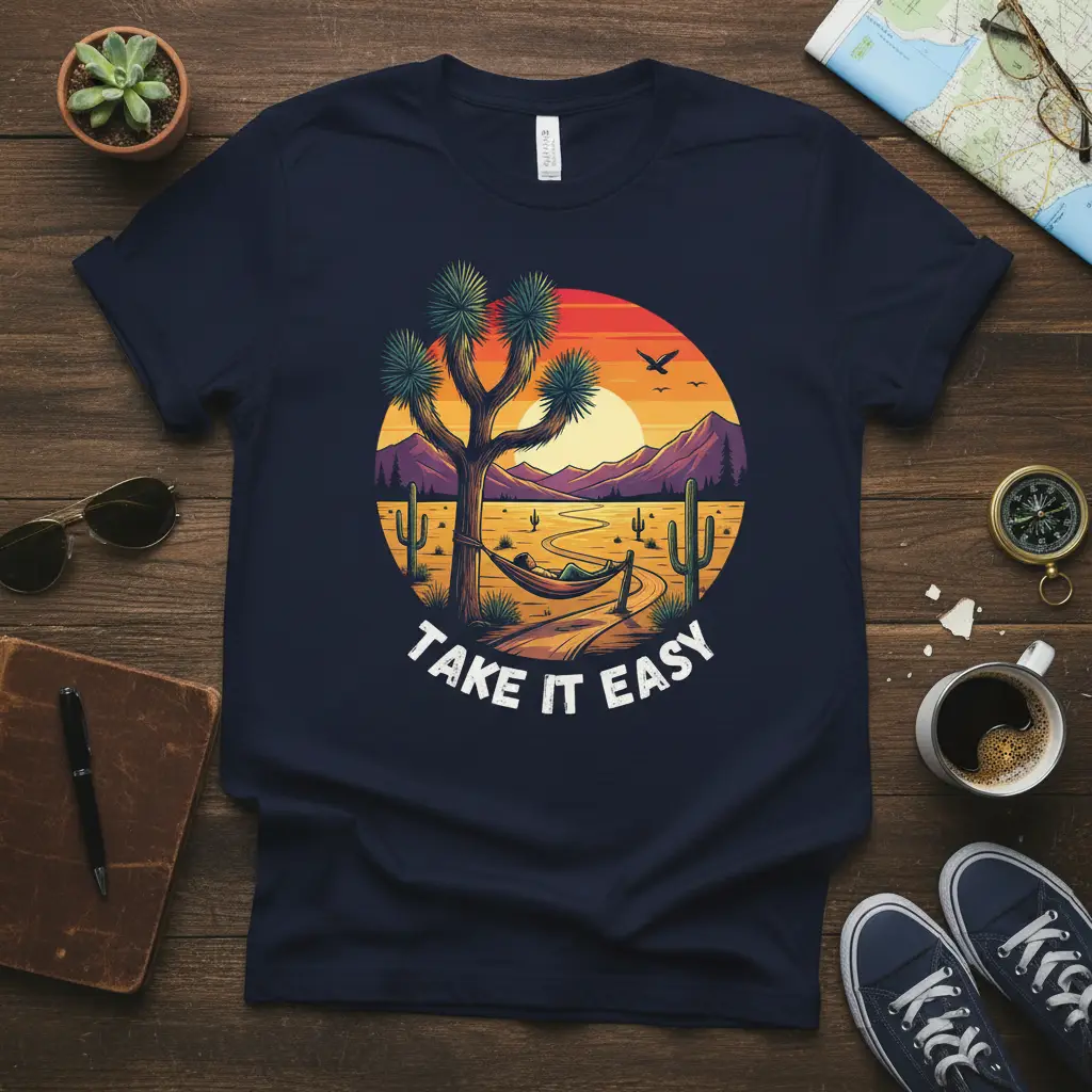 Take It Easy Desert Landscape T-Shirt Relaxing Travel Gift