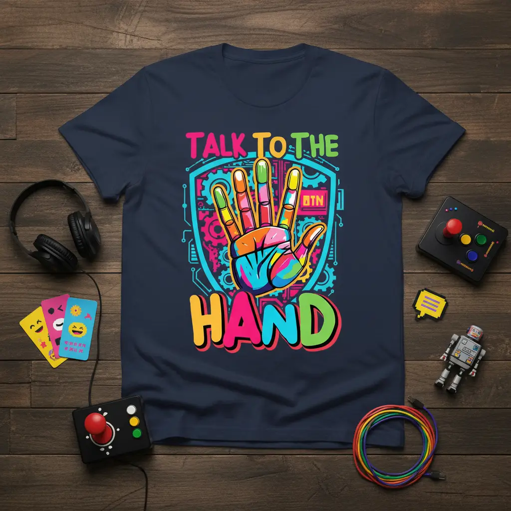 Talk to the Hand Retro Graphic T-Shirt Fun Quote Gift