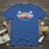 Tampa Bay retro sunset skyline graphic t-shirt with palm trees and sailboat
