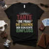 T-shirt with the German text "Tante Die Frau Die Legende Der Schlechte Einfluss" and a crown graphic