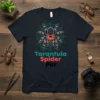Tarantula spider graphic with text "Tarantula Spider Pet" on a black t-shirt, featuring a spider on a web