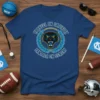 Tarheel on Saturday Panther on Sunday text with a black panther graphic, on a blue t-shirt