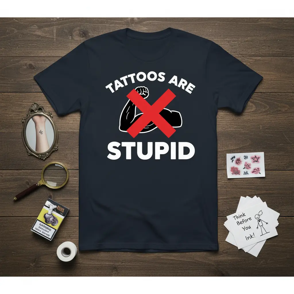 Tattoos Are Stupid T-Shirt Funny Controversial Joke