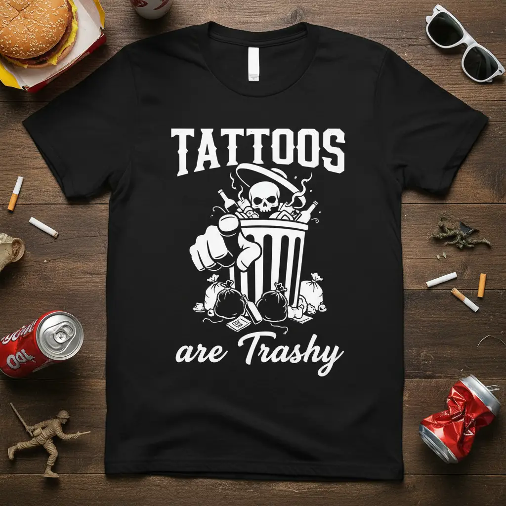 Tattoos Are Trashy Funny Quote T-Shirt for Ink Lovers