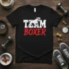 Team Boxer t-shirt design featuring bold white text and a running boxer dog graphic in red