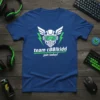 Blue t-shirt with white and green 'team c00lkidd join today!' text and a helmet graphic with wings and lightning bolts