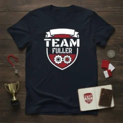 Team Fuller family reunion shirt design with shield and gears graphic