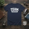 TEAM GOODMAN text design on a navy blue t-shirt, representing family pride and unity