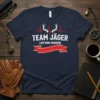 Team Jäger Lifetime Member t-shirt design with deer antlers and heartbeat line graphic