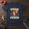 Team Punch t-shirt design featuring two cartoon monkeys boxing inside a ring, with bold text above and below
