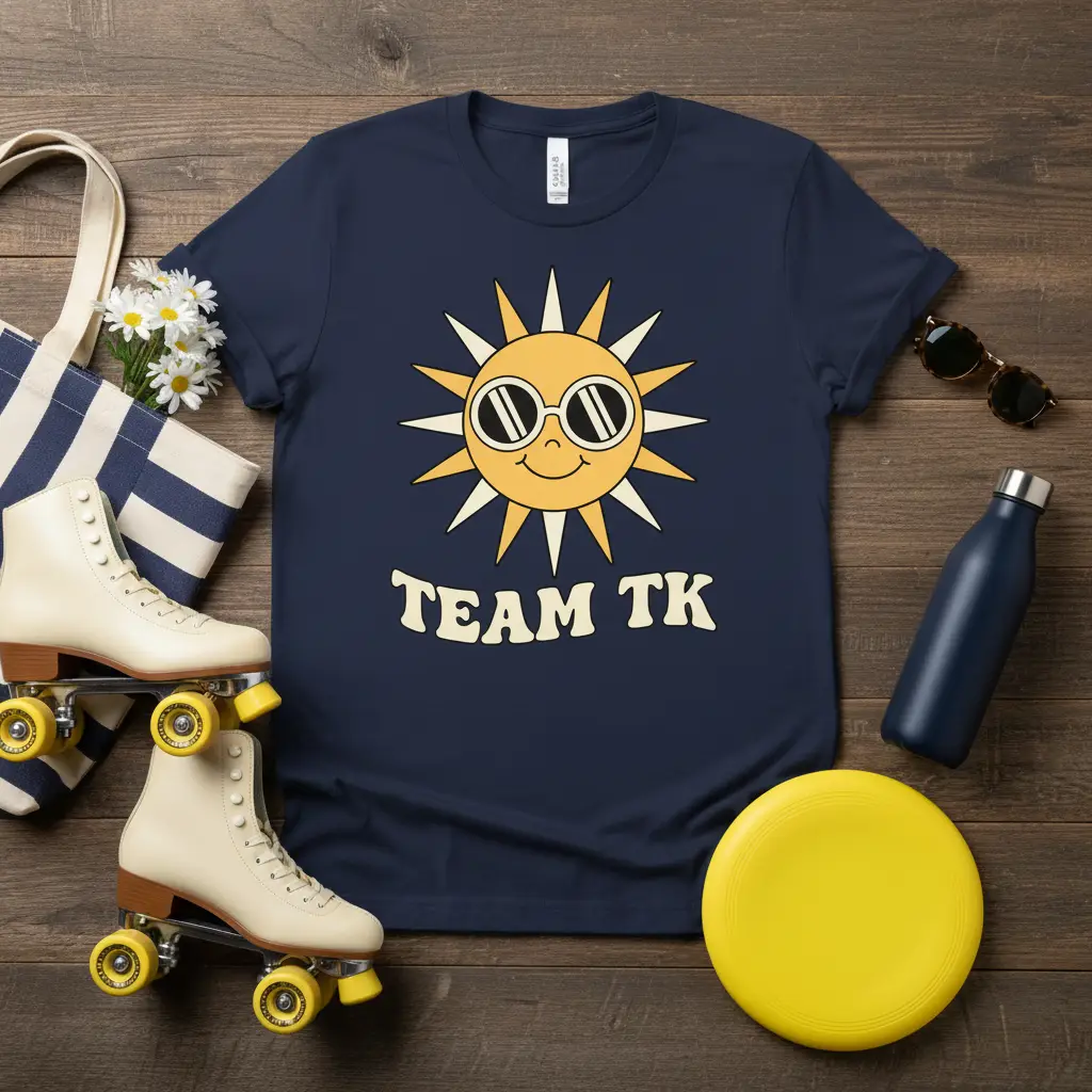 Team Tk Retro Sun T-Shirt Fun Summer Vibe