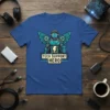 Tech Support Hero t-shirt design featuring a winged robot with a headset and a lightning bolt emblem