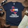 Texas Colorado The Friendly Rivalry t-shirt design featuring state outlines and flag elements