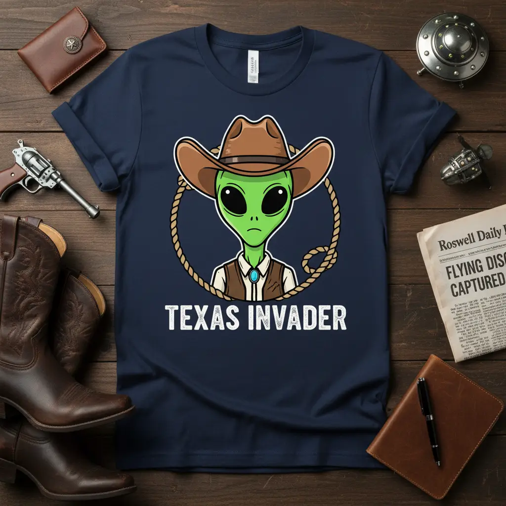 Texas Invader Alien Cowboy T-Shirt Funny Sci Fi Gift