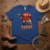 Texas Longhorn Bull Sunglasses bold graphic design printed on comfortable cotton t-shirt