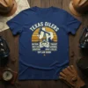 Texas Oilers T-Shirt design featuring Texas map outline, oil derrick, and text listing oilfield locations