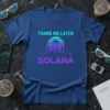 Thank Me Later Solana t-shirt with retro skyline graphic and neon gradient