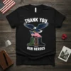 Thank You Our Heroes t-shirt design with eagle, American flag, and combat boots graphic
