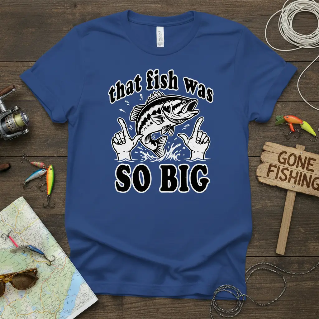 That Fish Was So Big Fishing T-Shirt Funny Angler Gift