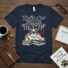 That's a no for me DAWG t-shirt design with a bulldog wearing glasses sitting on books