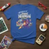 The Adventures of Jimmy Neutron Boy Genius t-shirt featuring Jimmy on a rocket, an octopus villain, and Retroville skyline