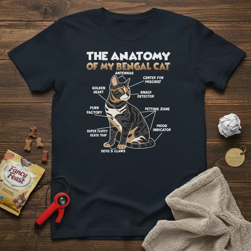 The Anatomy of My Bengal Cat Funny T-Shirt for Cat Lovers