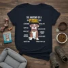 The Anatomy of a Pitbull T-Shirt featuring a cute pitbull illustration with labels for its features like "Clever Mind" and