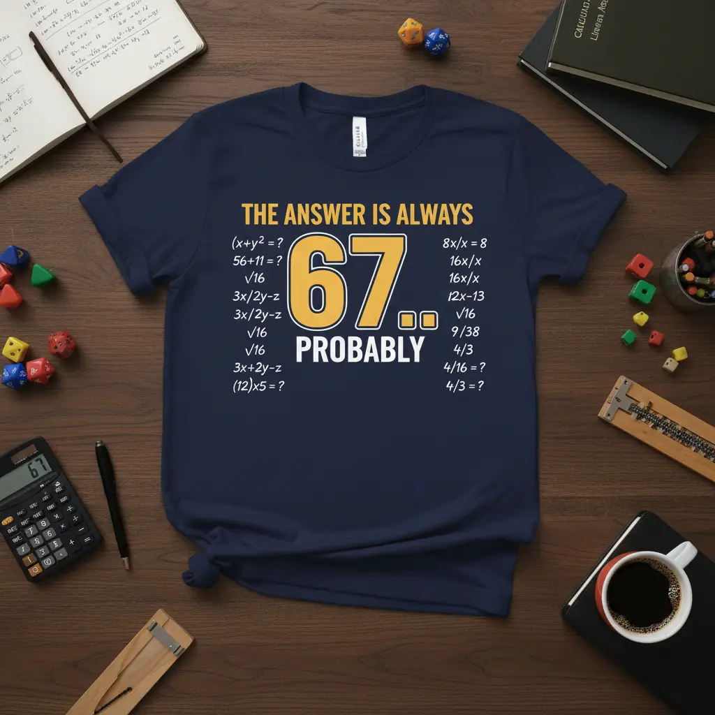 The Answer Is Always 67 Probably Math Humor T-Shirt