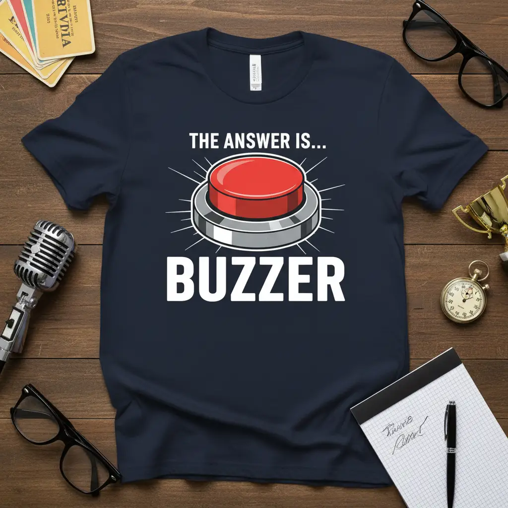 The Answer Is Buzzer T-Shirt Funny Quiz Night Gift