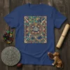 The Aztec Calendar Stone T-Shirt featuring a colorful, detailed illustration of the ancient Mesoamerican calendar with a serpent motif