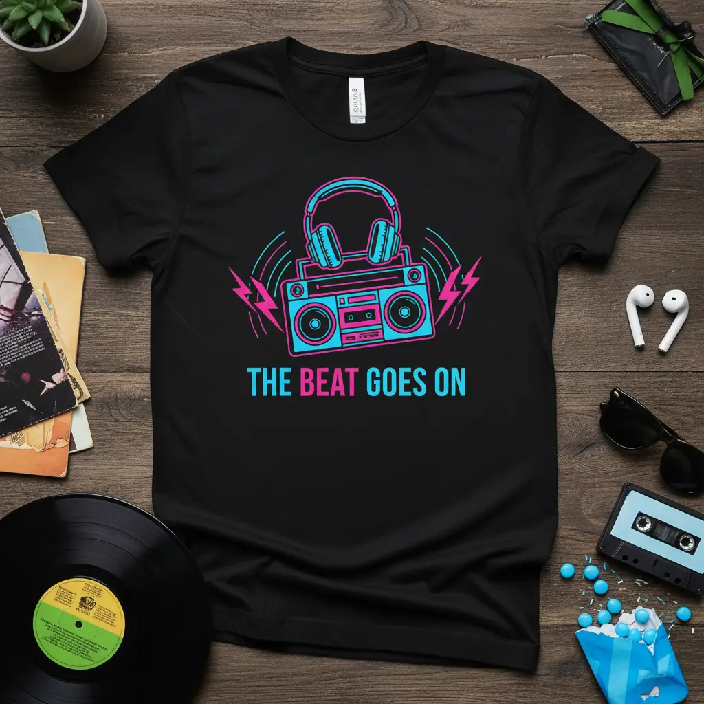 The Beat Goes on Retro Boombox T-Shirt Music Lover Gift