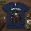 The Cat Father t-shirt design featuring a cat in a suit, hat, and sunglasses smoking a cigar