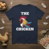 The Chicken T-Shirt with a bold graphic of a colorful rooster and white text