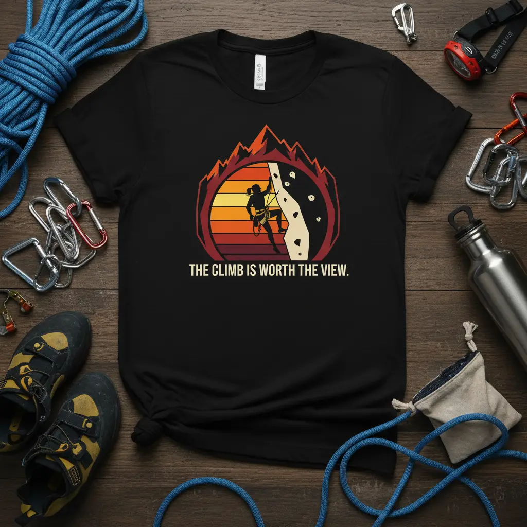 The Climb Is Worth the View Rock Climbing T-Shirt Gift