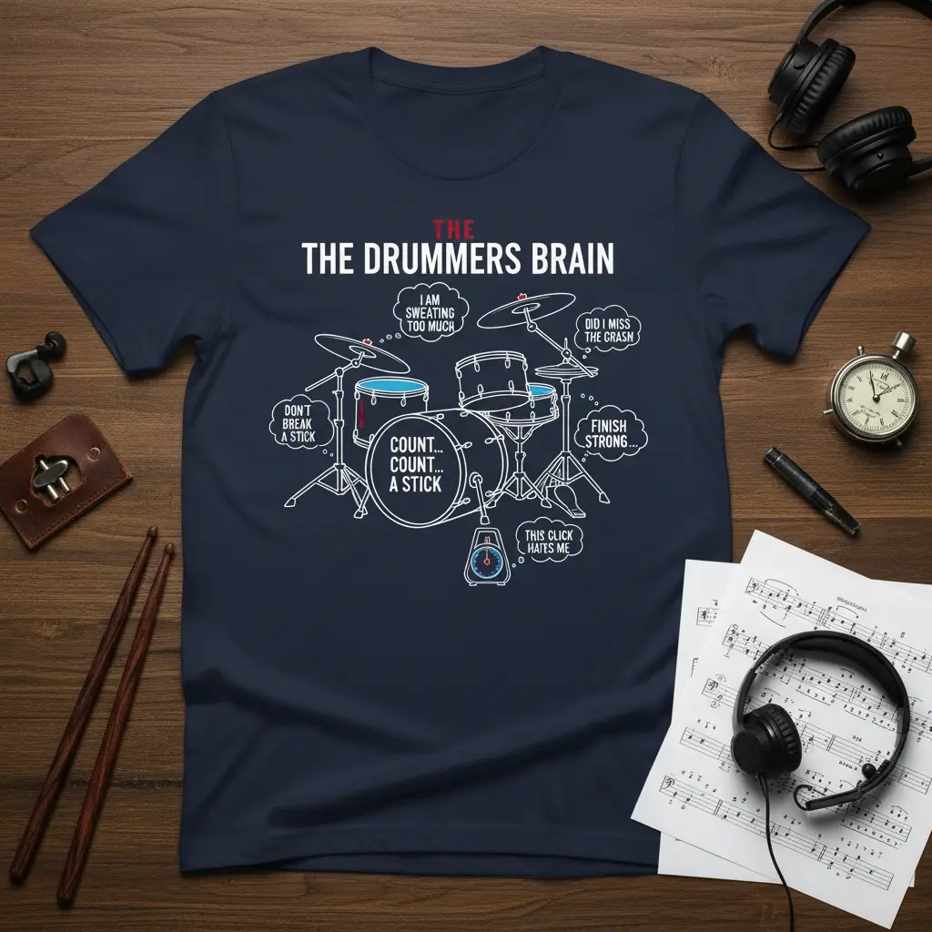 The Drummers Brain Count Count a Stick Drummer T-Shirt