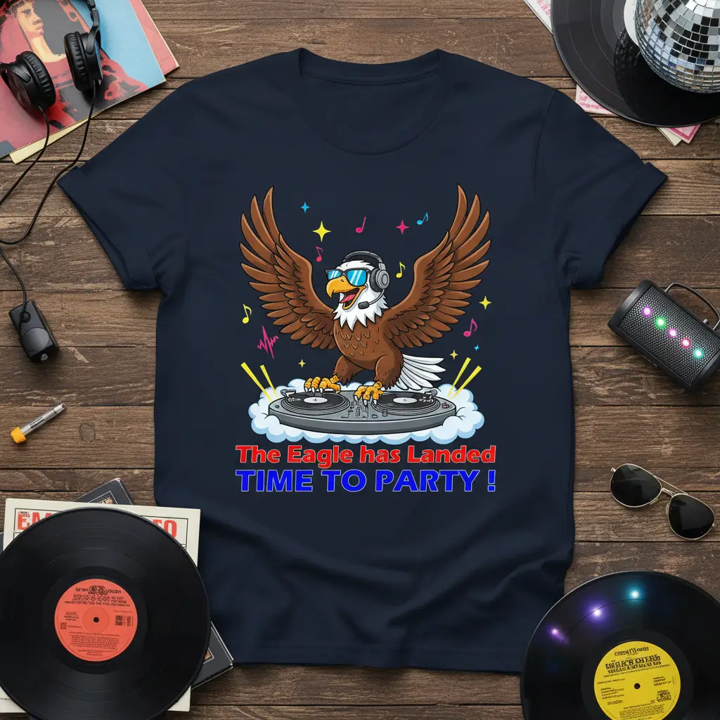 The Eagle Has Landed Time to Party T-Shirt Fun Dj Design