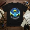 The Final Frontier Adventure Awaits T-Shirt with UFO abduction scene and desert landscape
