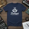 The Fixologist Problem Solver Inventor text with a gear and wrench graphic on a navy t-shirt