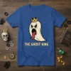 The Ghost King t-shirt design featuring a cartoon ghost wearing a crown and sticking out its tongue