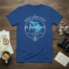 Blue t-shirt with "The Great Lakes State Michigan" text, a map of Michigan, and the names of the Great Lakes