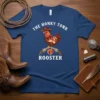 The Honky Tonk Rooster t-shirt design with a cowboy rooster holding guns and country music text