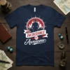 The Incredible MR. Awesome quote on a navy blue t-shirt with a silhouette of a man in a suit against