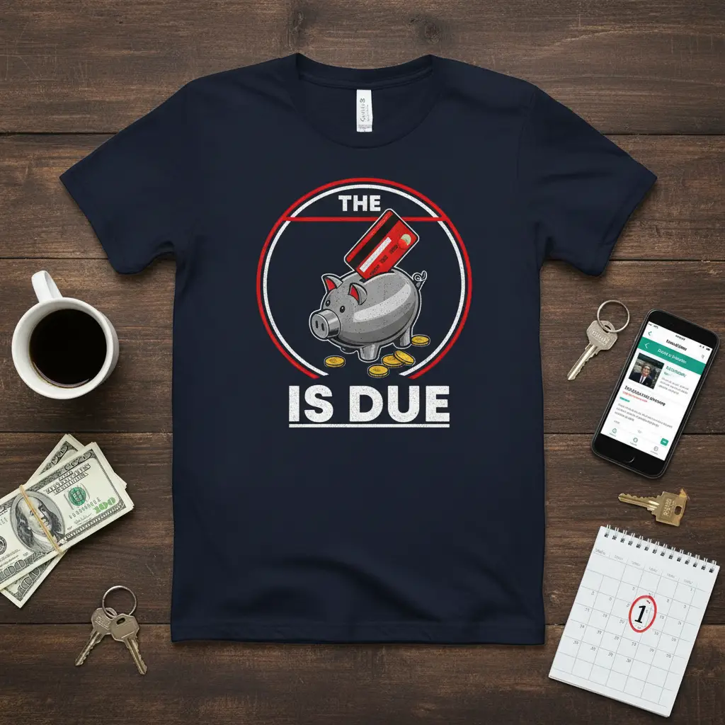 The Is Due Piggy Bank T-Shirt Funny Finance Humor Gift