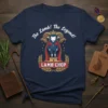 The Lamb! The Legend! LAMB CHOP t-shirt design featuring a crowned sheep in a cape on a podium