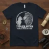 The Lion Within Fearless Resilient King text with a lion and cat silhouette design on a dark navy t-shirt