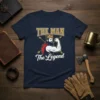The Man The Legend T-Shirt with a king graphic, crown, and muscular arm