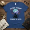 The More You Know The More You Suffer t-shirt design with brain graphic and distressed figure