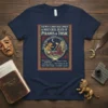 T-shirt featuring the full text The Most Lamentable Comedy & Most Cruel Death of Pyramus & Thisbe with detailed illustration
