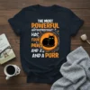 The Most Powerful Antidepressant Has Four Paws And A Purr t-shirt design with a black cat graphic